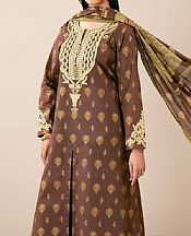 Nishat Brown Lawn Suit- Pakistani Lawn Dress