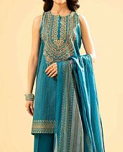 Nishat Teal Blue Lawn Suit- Pakistani Lawn Dress