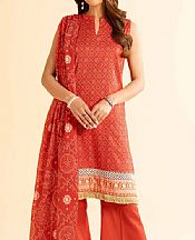 Nishat Dark Pastel Red Lawn Suit- Pakistani Lawn Dress