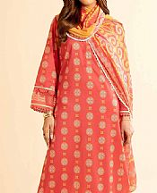 Nishat Faded Red Lawn Suit- Pakistani Lawn Dress