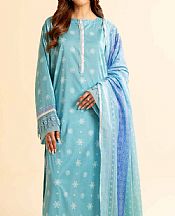 Nishat Fountain Blue Lawn Suit- Pakistani Lawn Dress