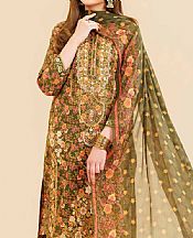 Nishat Olive Green Lawn Suit- Pakistani Designer Lawn Suits