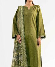 Nishat Drab Green Lawn Suit (2 pcs)- Pakistani Designer Lawn Suits