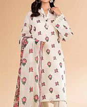Nishat Off White Lawn Suit (2 pcs)- Pakistani Designer Lawn Suits