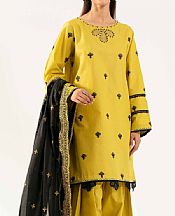 Nishat Light Mustard/Black Cambric Suit- Pakistani Lawn Dress