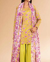 Nishat Lemon Yellow/Pink Lawn Suit- Pakistani Lawn Dress