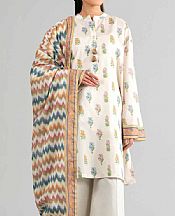 Nishat Off White Lawn Suit (2 pcs)- Pakistani Designer Lawn Suits