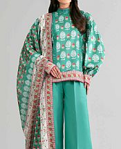 Nishat Sea Green Lawn Suit (2 pcs)- Pakistani Lawn Dress