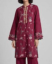 Nishat Burgundy Lawn Suit (2 pcs)- Pakistani Designer Lawn Suits
