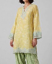 Nishat Sand Gold/Green Lawn Suit (2 pcs)- Pakistani Designer Lawn Suits