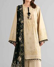 Nishat Beige/Black Lawn Suit- Pakistani Lawn Dress