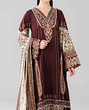 Nishat Dark Brown Lawn Suit- Pakistani Lawn Dress