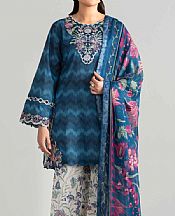 Nishat Teal Blue Lawn Suit- Pakistani Lawn Dress