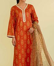 Nishat Burnt Orange Lawn Suit- Pakistani Designer Lawn Suits