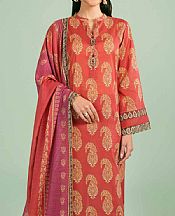 Nishat Faded Red Lawn Suit- Pakistani Designer Lawn Suits