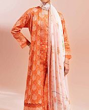 Nishat Bright Orange Lawn Suit- Pakistani Designer Lawn Suits