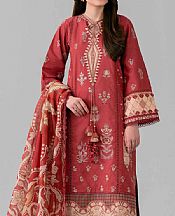 Nishat Faded Red Lawn Suit- Pakistani Lawn Dress