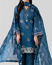 Nishat Regal Blue Lawn Suit- Pakistani Designer Lawn Suits