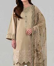 Nishat Beige Lawn Suit- Pakistani Designer Lawn Suits