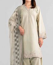 Nishat Beige Lawn Suit- Pakistani Lawn Dress