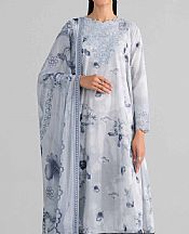 Nishat Pastel Grey Lawn Suit- Pakistani Designer Lawn Suits