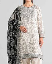Nishat Off White/Black Lawn Suit- Pakistani Designer Lawn Suits