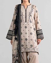 Nishat Beige Lawn Suit- Pakistani Designer Lawn Suits