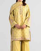 Nishat Pastel Yellow Lawn Suit- Pakistani Designer Lawn Suits