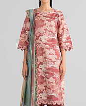 Nishat Light Coral/Off White Lawn Suit- Pakistani Lawn Dress