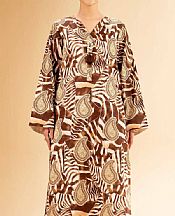 Nishat Brown/Off White Lawn Suit (2 pcs)- Pakistani Lawn Dress