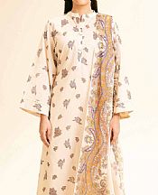 Nishat Off White Lawn Suit (2 pcs)- Pakistani Lawn Dress