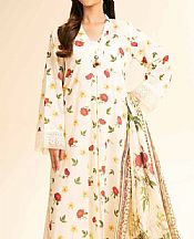 Nishat Off White Lawn Suit (2 pcs)- Pakistani Lawn Dress