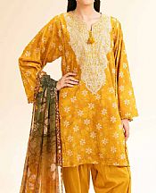 Nishat Mustard Lawn Suit- Pakistani Designer Lawn Suits