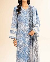 Nishat Blue/Off White Lawn Suit (2 pcs)- Pakistani Designer Lawn Suits