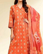 Nishat Orange Lawn Suit- Pakistani Lawn Dress