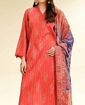 Nishat Light Red Lawn Suit- Pakistani Lawn Dress