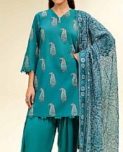 Nishat Teal Lawn Suit- Pakistani Lawn Dress