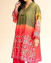 Nishat Green/Pink Lawn Suit (2 pcs)- Pakistani Designer Lawn Suits