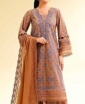 Nishat Camel Brown Cambric Suit- Pakistani Lawn Dress