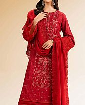 Nishat Red Cambric Suit- Pakistani Designer Lawn Suits