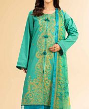 Nishat Sea Green Cambric Suit- Pakistani Lawn Dress