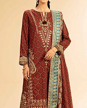 Nishat Sanguine Brown Lawn Suit- Pakistani Designer Lawn Suits