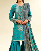 Nishat Teal Lawn Suit- Pakistani Designer Lawn Suits