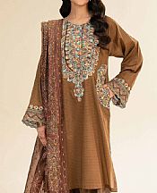 Nishat Clay Brown Lawn Suit- Pakistani Designer Lawn Suits