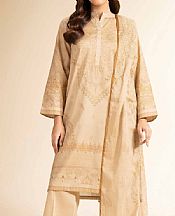 Nishat Beige Cambric Suit- Pakistani Lawn Dress