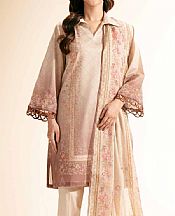 Nishat Beige Cambric Suit- Pakistani Designer Lawn Suits