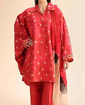 Nishat Coral Red Cambric Suit (2 pcs)- Pakistani Lawn Dress