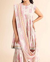 Nishat Light Grey/Pink Cambric Suit- Pakistani Lawn Dress