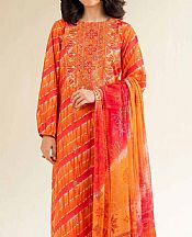 Nishat Pumpkin Orange Cambric Suit- Pakistani Lawn Dress