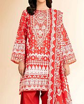 Nishat Red Cambric Suit- Pakistani Designer Lawn Suits